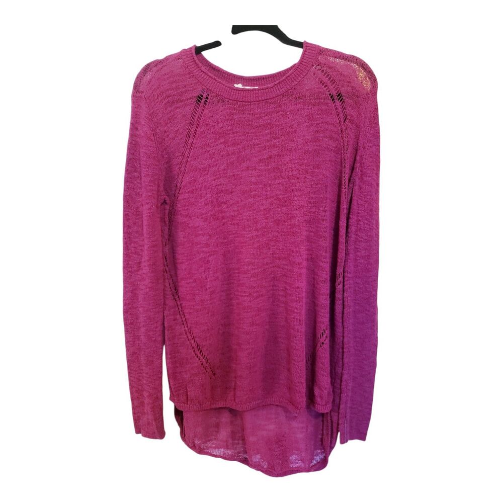 LOU & GREY Size Med Bright Fuchsia Pink Cotton Blend Pullover Tunic Sweater